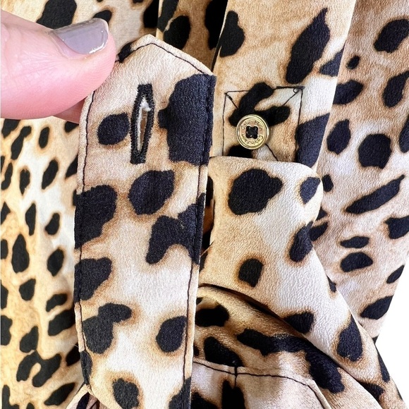 Calvin Klein Leopard Animal Print Split Neck Zipper Tunic Top Womens Size 3X - Picture 4 of 16